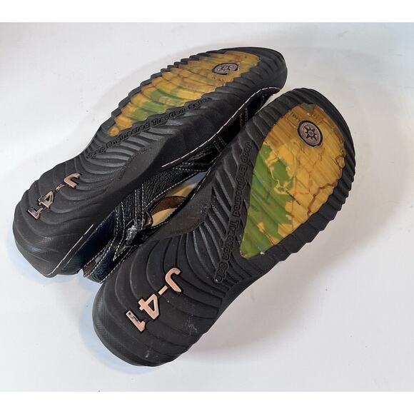 J-41 Jeep Womens 9M Sandals Black Leather Adventure Dune Hiking Rubber Traction - Picture 6 of 7